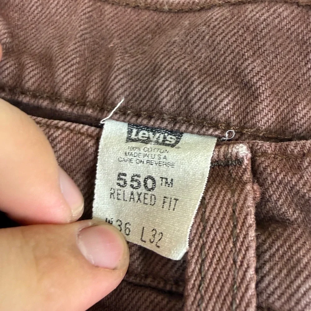 Levis 550 Relaxed Fit Mens 34x32 Brown Vintage 90s Made in USA Jeans